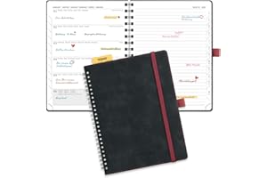 ‎POPRUN POPRUN Kalender 2024 Buchkalender A5 Wochen-Notiz Planer 22 x 16,5 cm (Jan.2024-Dez.2024) - Terminplaner 2024 Wochenplaner Ringbuch mit PU-Leder Softcover, 100 GSM Papier - Schwarz