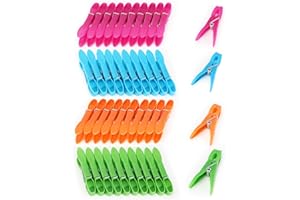 Auauraintt 60 Pinzas Pinzas Ropa Que No Dejan Marca, 4 Colores de plástico con Resorte de Anillo Exterior Resistente, Pinzas Antideslizantes para tendederos o tendederos