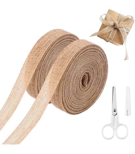 Lot De 5 Rouleaux Ruban Jute Naturel - 0,6 Cm X 50 M - Pour Emballage Cadeaux, Décorations, Mariage - 5