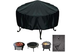 FLYHOME Fire Pit Cover Round Waterproof Windproof Garden Patio Fire Pit Bowl Cover with Drawstring, Firepit Cover Suitable for Outdoor BBQ Oven Fire Stove (84cm*50cm)