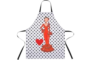 IllustrArte Delantal cocina mujer con diseño flamenco – 100% poliéster lavable – 78x65 cm – hecho en España
