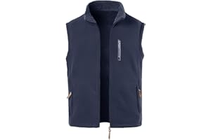 MeiLayM Homme Polaire Automne Hiver Veste Polaire légère Gilet Respirant Micropolaire Anti Peluche Manteau Zipée Sport Veste de Photographie D'extérieur avec Poches Zippées Veste de Randonnée