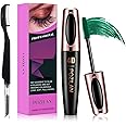 Mascara per ciglia in fibra di seta 4D impermeabile con pennello pettine per ciglia pieghevole verde - Trucco occhi naturale 