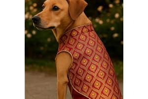 Regal Red Ethnic Dog Sherwani Traditional Indian Jacket for Dogs Festive Pet Outfit Luxurious & Comfortable Dog Clothing for Weddings, Diwali & Parties (L)