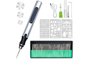 PTUI Stylo de Gravure Électrique avec 36 Bits, Machine de Gravure sans Fil Rechargeable USB, Graveur Rotatif de Bricolage Portable pour Bijoux Bois Verre Pierre Sculpture
