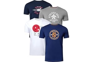 FULL TIME SPORTS Herren Baumwolle T-Shirt 4er Set Pack PRINT-001