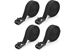 Kshineni 4 pezzi Cinghia di Fissaggio Cinghie per Valigie 4m x 2,5cm con Chiusura a Morsetto, Cinghie di Fissaggio per Camion, Carico, Moto, Rimorchi, Bagagli (Nero)