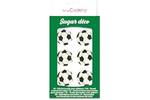 SCRAPCOOKING SCRAP COOKING - Décosucres Football - Décorations Anniversaire Ballons de Foot - Pour Pâtisseries, Desserts, Gâteaux, Biscuits, Cupcakes, Décos Alimentaires Cake Design - 6984 Noir/Blanc