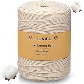 HOVIBU Macrame Thread 3 mm x 300 m, Beige Rope, Natural Cotton Cord for Tapestries, Plant Hangers, Crafts, DIY and Bohemian H