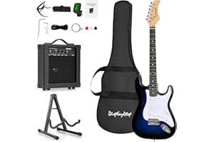 Display4top Full-Size Electric Guitar Most complete Beginner Super Kit Package with Amplifier, Guitar Stand, Bag, Guitar Pick, Strap,spare Strings, Tuner, Case and Cable (Bluewhite)