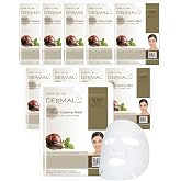 DERMAL Korean Snail and Collagen Facial Mask, Nourishing, 10 pcs | Snail slime (mucin) in 23 g of essence; dense tissue that