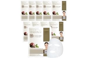 DMD DERMAL MAKE A DIFFERENCE DERMAL 10 hojas de mascarilla facial coreana con esencia de colágeno de caracol – reparadora, hidratante con filtrado de secreción de caracol, para pieles secas, propensas al acné y sensibles