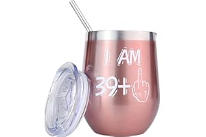 BOKALAKA 40th Birthday Women, 40th Birthday Gift For Women, Stainless Steel Wine Tumbler Gifts 40th Birthday Wife, Birthday Gift (350ml、12oz)