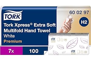 Tork Xpress 600297 Toallas de mano Premium / Toallas secamanos compatibles con el sistema H2 de Tork / 700 toallas / 2 capas / Blanco