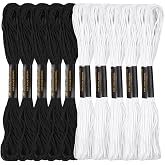 10 Skeins of Cross Stitch Thread,Black and White Skein,Cotton Yarn | Black and White, for Knitting Crafts, Friendship Bracele