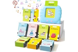 GUYUCOM Kinderspielzeug ab 2 Jahre, Sprechende Lernkarten Deutsch,194 Blätter Lernkarten 388 Wörter für Deutsch Lernen, Spielzeug für Mädchen und Jungen 2 3 4 5 6 Jahre (Blau)