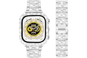 DEALELE Bands and Case Compatible with Apple Watch 49mm 46mm 42mm 45mm 41mm 44mm 40mm 38mm, Bling Diamond Metal Strap with Protective Case for iWatch Series 10/9 / 8/7 / 6/5 / 4/3 / SE/Ultra