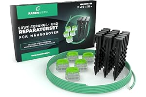 RASENWERK Begrenzungskabel Reparatur-Set für Mähroboter - 15 Erdnägel mit patentierter Form - 5 Verbindungsklemmen mit wasserdichter Gelfüllung - 5m Universal Begrenzungskabel für Rasenroboter