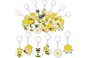 MEIYIFAN 30 sztuk mini breloków do kluczy, pszczoła, breloczek do kluczy dla dzieci, prezent dla gości, dla dziewczynek, dekoracja na urodziny dziecka, żółty
