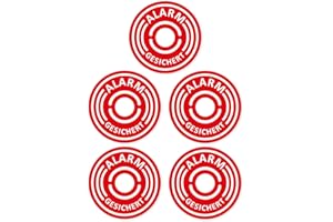 EASYDRUCK24DE 'Lot de 5 autocollants, alarme, isecur alarmgesichert, diamètre 40 mm, ART. Hin 067 _ 40 mm intérieur, Remarque sur Alarme, innenklebend pour fenêtres, maison, voiture, camion, engins de construction