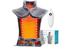ALLJOY Termoforo Cervicale e Spalle, 24" x 33" Termoforo Elettrico per Collo con 6 Impostazioni, Spegnimento Automatico 90Mins, Cavo lungo 9.5FT, Lavabile in Lavatrice