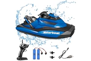 OBEST 2,4GHz Ferngesteuertes Boot, RC-Rennboot mit 2 Wiederaufladbaren Batterien, Wasserdichtem und Automatischem Niederdruckalarm, Geeignet f¨¹r Kinder und Erwachsene
