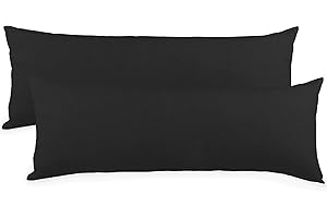 aqua-textil Classic Line Baumwoll Kissenbezug 2er-Set 40 x 200 cm schwarz e Seitenschläferkissen Bezug Kissenhülle. Kopfkissenüberzug. Pillowcase. Bettkissen. Kopfkissenbezug. Reißverschluss