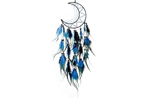WisePoint Dream Catcher Wall Decor, Dream Catcher for Girls, Dream Catcher Kit with Feathers and Beads Pendant, Handwoven Dream Catchers for Bedroom and Living Room Decoration (Blue Black)