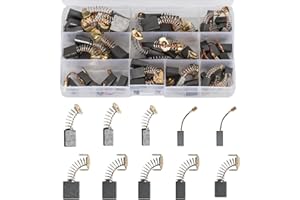 BBTCXJS 50 Pcs Electric Motor Carbon Brushes for Power Tools, Replacement Carbon Brushes for Angle Grinders Circular Saws Electric Hammer Drills Carbon Brushes Motors Parts, 10 Sizes