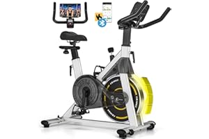 CHAOKE Heimtrainer Fahrrad mit App, 2025 Leiser Hometrainer mit Magnetwiderstand, Verstellbarem Sitz und Griff, LCD-Ergometer, Stationäres Fitnessbike mit großem Tablet-Halter, Bis 150KG