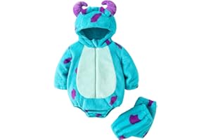 Springcmy Infant Baby Halloween 3D Animal Dinosaurs Costume Fleece Long Sleeve Hooded Romper Funny Monster Cosplay Outfit