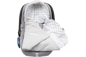 Mikos Sacco termico per seggiolini auto Coprigambe per neonato, in maglia 100% cotone, con imbottitura, Maxi Cosi a 3 punti autunno inverno primavera (Grigio)