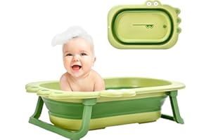 TRANQUILBEAUTY Tranquil Beauty Collapsible Baby Bath Tub - Your Portable Travel Companion for Little Ones - Convenient Folding Design for Newborns - Ideal for Home, Travel, or Outdoor Adventures - Green, 21x80x54 cm