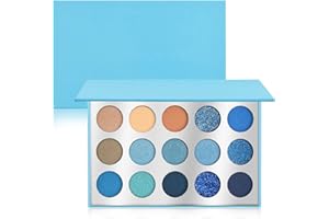 FESSOSKO Palette de Maquillage de Fard à Paupières 15 Couleurs Hautement Pigmentées Palette de Fard à Paupières, Palette Maquillage Professionnel Longue Durée, Soyeux et Facile à Mélanger (Bleu d'hiver)