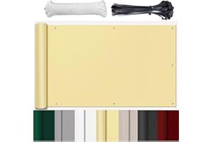 GLIN Balkonumrandung balkonbespannung Ohne Bohren Maßgeschneiderte Blickdichte Balkonscreens Wetterfest UV-Schutz Blickdichter Balkonsichtschut für Privatsphäre Terrasse Beige 70x350cm