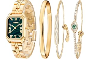 TIME100 Set Orologio, Bracciale e Collana da Donna Elegante, Orologio al Quarzo Impermeabile con Cristalli, Set Accessori Regalo per Lei