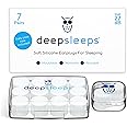 Deep Sleeps Soft Silicone Ear Plugs for Sleeping, 7 Pairs, 27dB Noise Cancelling, Comfy, Reusable Customisable Earplugs for Sleep, Sensitivity, Travel, Studying - Moldable Waterproof Silicon Wax Plug