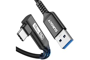 SUNGUY Kabel USB C 90 kątów, 0,5 m, 10 Gb/s, USB 3.1 Gen 2, USB na USB C, kabel do ładowania i transmisji danych, kompatybilny z samochodami z systemem Android, Galaxy S22, SSD, Huawei P30/P20,