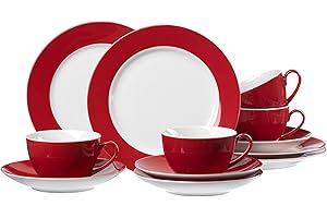 Ritzenhoff & Breker Kaffeeservice Doppio, 12-teilig, Porzellangeschirr, Rot