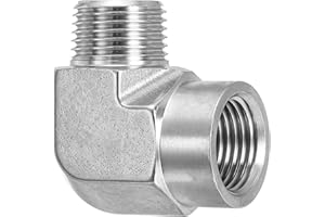 PATIKIL Codo de 90 Grados de Acero Inoxidable Forjado de 1/2" Npt Macho x 1/2" Npt Hembra, de Acero Inoxidable 304, para Tuberías de Aire, Combustible, Aceite y Agua, Color Plata