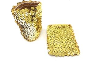 CADOLINE Pair Of Womens Sequin Polyester Fancy Dress Wristbands 16 x 10cm