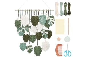 FREEBLOSS Set Macramé Feuille Kit Feuille Macramé Kit de Suspension Murale Macramé Feuille Macramé Feuille Palmier Kits de Macramé pour Débutants Tapisserie de Feuilles de Macramé