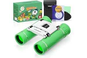 LAKWAR Kompaktowa lornetka 10 × 25 dla dorosłych i dzieci, mini lornetka, wodoodporna, przenośna, mała lornetka, rozmiar opakowania do obserwacji ptaków, wędrówek, biwakowania, zwiedzania (zielona)