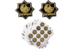 BHGT 120 Pcs Muslim Eid Mubarak Black Self-Adhesive Sticker Round Gift Boxes Decal Islamic Muslim Decoration for Label Memo Bottle Supplies(Black)