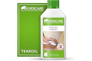 Nordicare Teak Oil (525 ml) - Wood Oil for the Entire Indoor Area - Revives the Original Color of Wood - Premium Teak Oil Wood Care Oil with Stain Protection - Natural Silk Matt Finish-Made in Denmark
