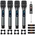 DIGIMORE UHF Wireless Microphone with Rechargeable Receiver and Mic System for House Parties, Outdoor Party, Singing, Classroom (Four Channel Cordless) (D-360)