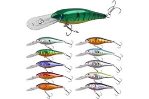 JSHANMEI ® 10Packs/Lot 3D Fishing Eyes Hard Minnow Baits Laser Line Floating Bass Crankbait Lures Life-like Swimbait for Pikes Bass Trout Walleye Redfish