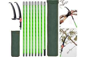 SURMOUNTWAY Sierra de podar de mano, mango de 8,4 m, longitud ajustable. Herramientas de jardín, pértiga telescópica para poda de palmeras de largo alcance, bolsa de transporte. Corta limpio y rápido ramas altas