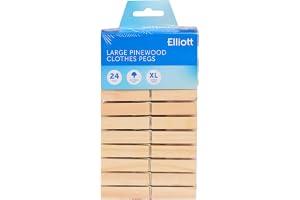 Elliott Extra stora klädnypor, 24-pack med spiralfjäder för att ge ett fast grepp, konturerad form för att förhindra märkning
