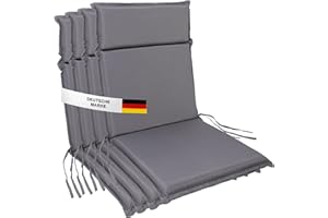 ‎ALBATROS INTERNATIONAL Albatros Gartenstuhl Sitzauflage 4er Set Gartenstuhlauflagen Sitzpolster Sitzkissen Outdoor Anthrazit 99x45cm, Hochlehner Auflage UV Beständig wasserabweisend geeignet für Klappstühle